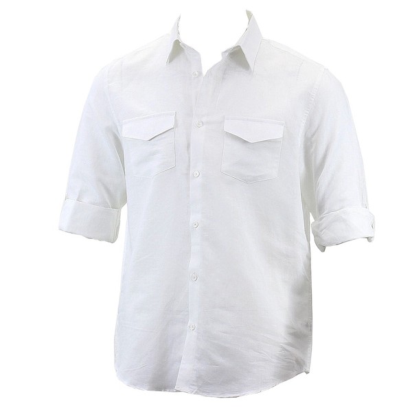  Calvin Klein Men's Roll Up Long Sleeve Button Down Shirt 