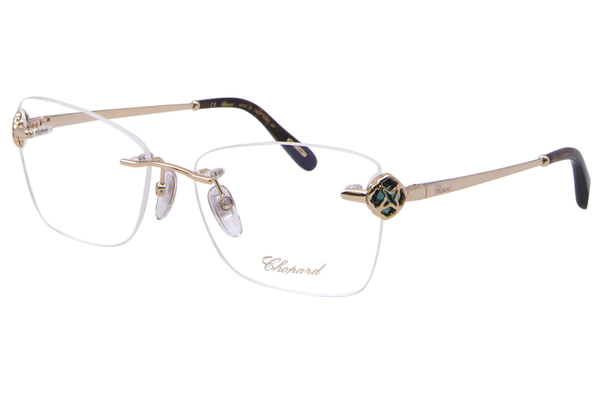  Chopard VCHF86S Titanium Eyeglasses Women's Rimless Rectangle Shape 