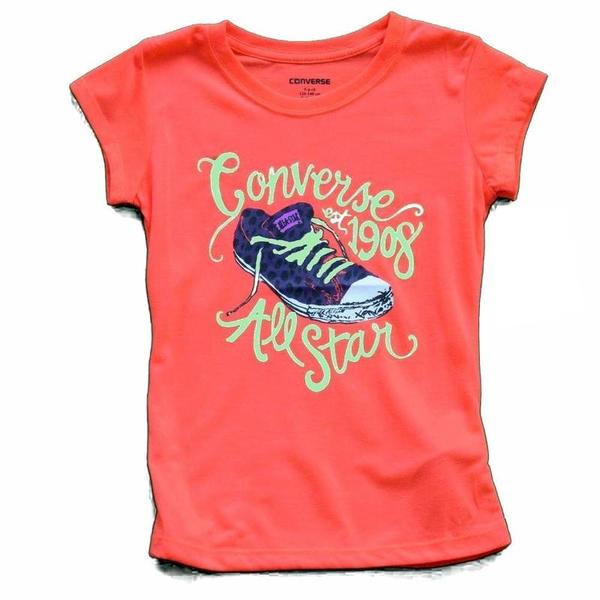  Converse Girl's All Star 1908 Chuck Taylor Short Sleeve T-Shirt 