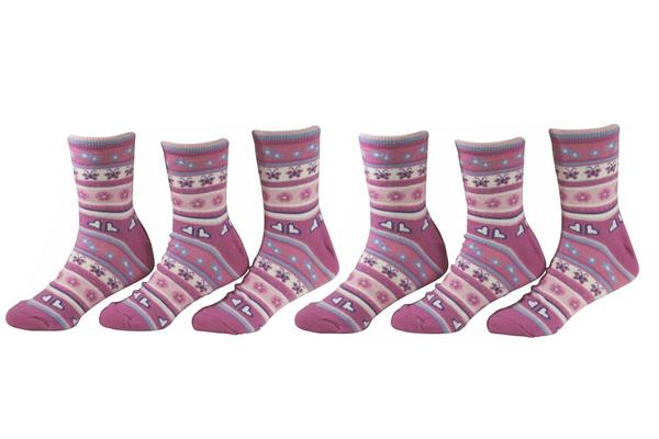  Country Kids Girl's 6-Pairs Flutterby Crew Socks 