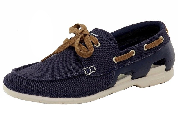  Crocs Men's Beach Line Lace-Up Boat Loafers Shoes 