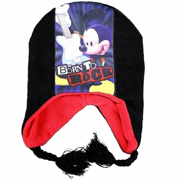  Disney Mickey Mouse Born To Rock Toddler Boy's Hat & Mittens Set 2-4T 