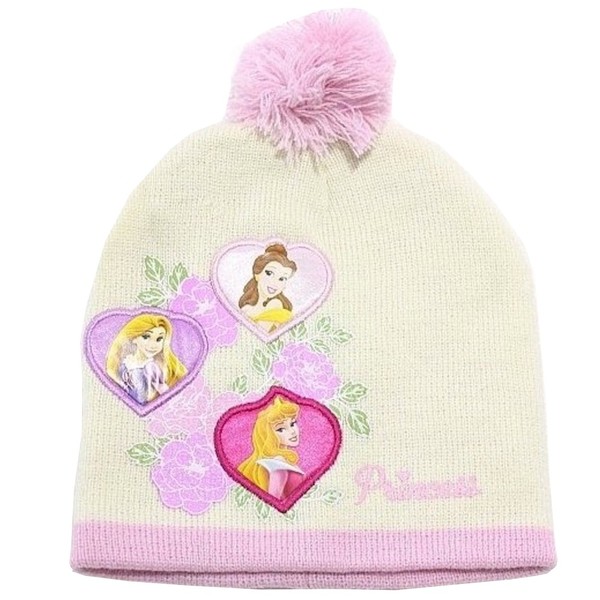  Disney Princess Toddler Girl's Floral Beanie Hat & Mittens Set Sz. 2-4 