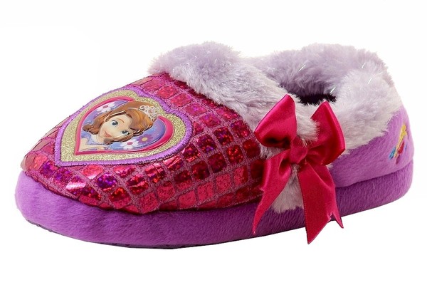  Disney's Sofia The First Toddler Girl's Scuff Glitter Slippers Shoes 