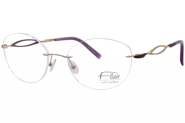  Flair Art Couture 9142 Eyeglasses Women's Rimless Rectangle Shape 
