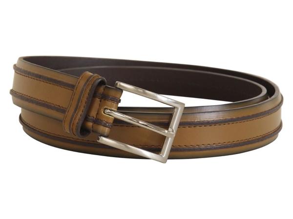  Florsheim Men's Double Ribbed Genuine Leather Belt 