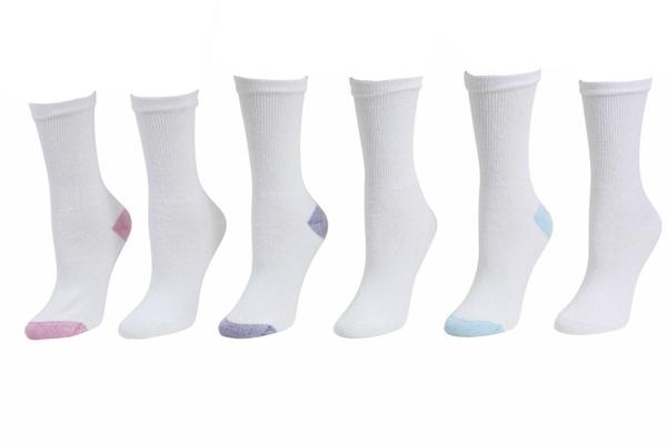  Fruit Of The Loom Women's 6-Pack Cushioned Sole Crew Socks 