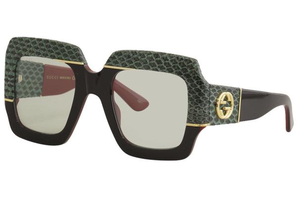  Gucci Women's Seasonal-Icon GG0484S GG/0484/S Snake Leather Square Sunglasses 