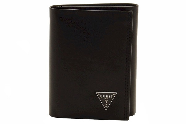  Guess Men's Credit Card Genuine Leather Tri-Fold Wallet 