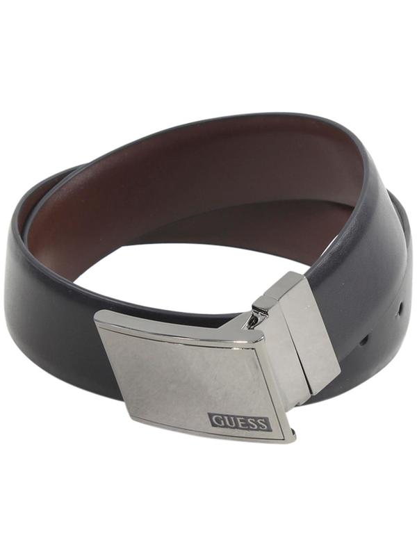  Guess Men's Metal Plaque Buckle Reversible Belt 