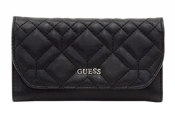  Guess Women's Ines Slim Quilted Clutch Tri-Fold Wallet 