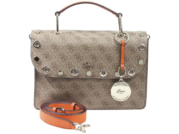  Guess Women's Jacqui Monogram Grommet Satchel Handbag 