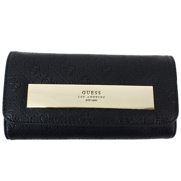  Guess Women's Shantal Signature Embossed Slim Clutch Tri-Fold Wallet 