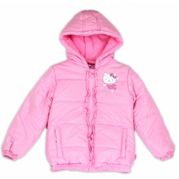  Hello Kitty Girl's Shimmer Puffer Hooded Winter Jacket 