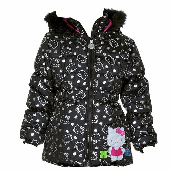  Hello Kitty Infant/Toddler Girl's Fleece Lined Hooded Winter Jacket 