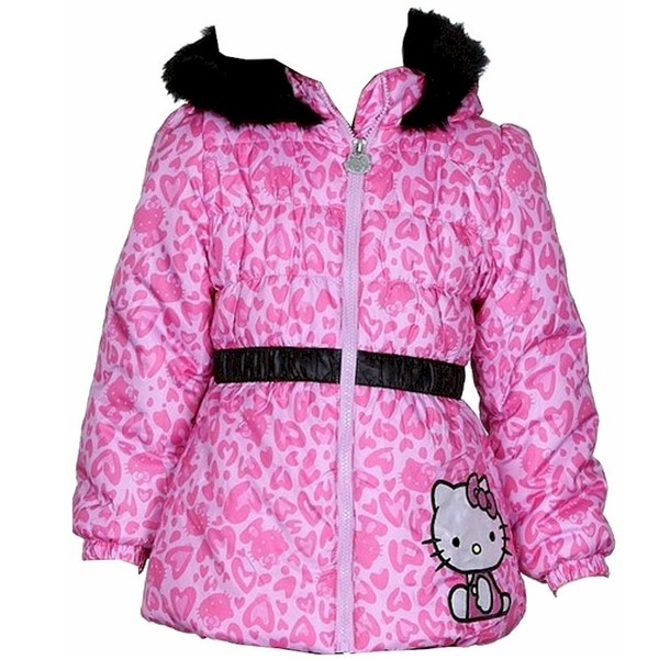  Hello Kitty Infant/Toddler Girl's Puffer Fleece Lined Winter Jacket 