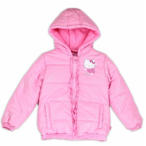  Hello Kitty Toddler Girl's Shimmer Puffer Hooded Winter Jacket 