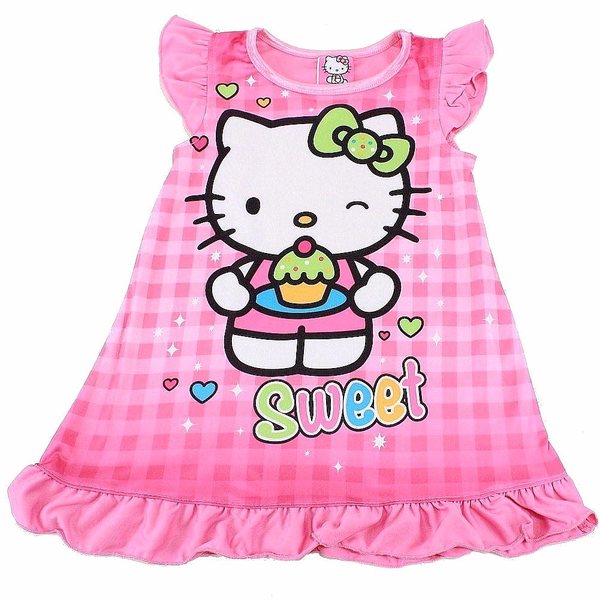  Hello Kitty Toddler Girl's Short Sleeve Nightgown Pajama Sleepwear 
