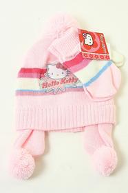  Hello Kitty Toddler Girls Winter Chenille Hat and Mittens Set 2-4 Yea 