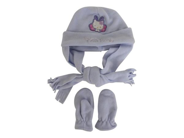  Hello Kitty Toddler Girls Winter Fleece Hat & Mitten Set Sz. 2-4 