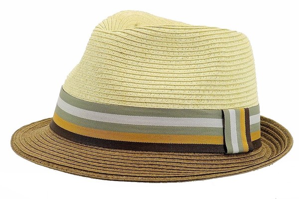  Henschel Men's 6275 Gentleman Contrast Braid Strips Straw Fedora Hat 