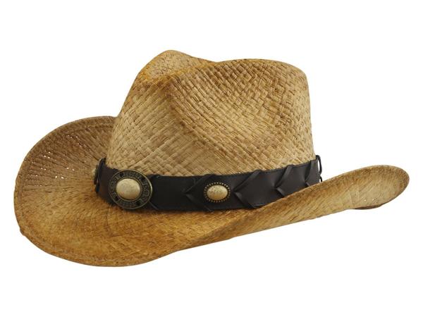  Henschel Men's Hiker Hand Stained Straw Western Hat 
