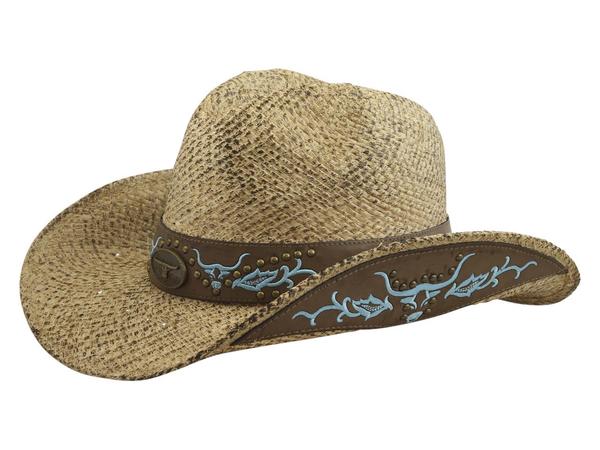  Henschel Women's Australian Embroidered Trim Straw Western Hat 