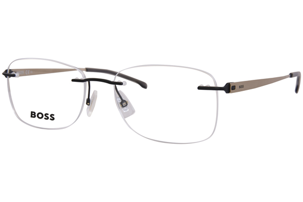  Hugo Boss 1424 Titanium Eyeglasses Men's Rimless Rectangle Shape 