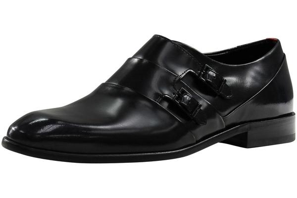  Hugo Boss Men's Dressapp Double Monk Strap Leather Loafers Shoes 