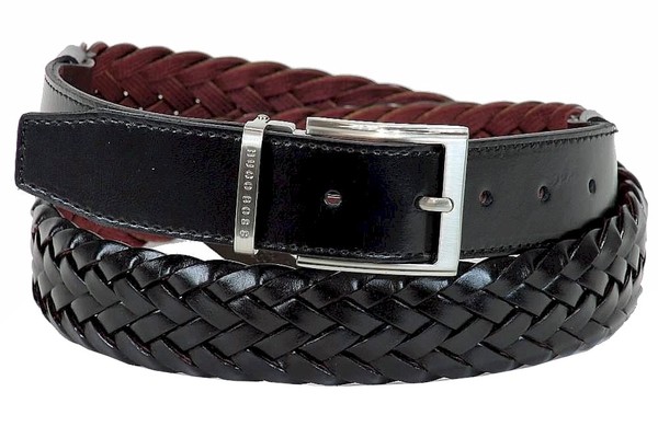  Hugo Boss Men's Osias 50262080 Braided Leather Belt Adjustable Up To Size 44 