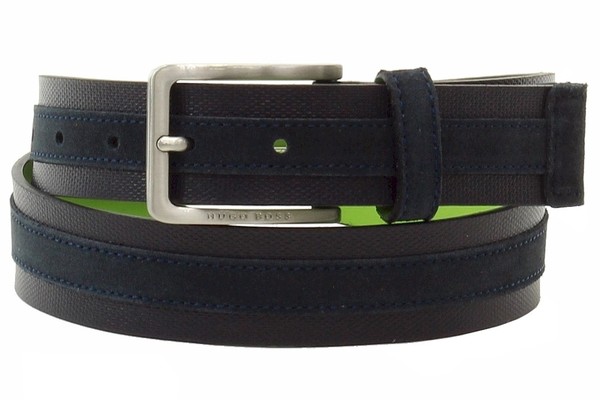  Hugo Boss Men's Tillos Genuine Suede Leather Fashion Pin Stich Detail Belt 