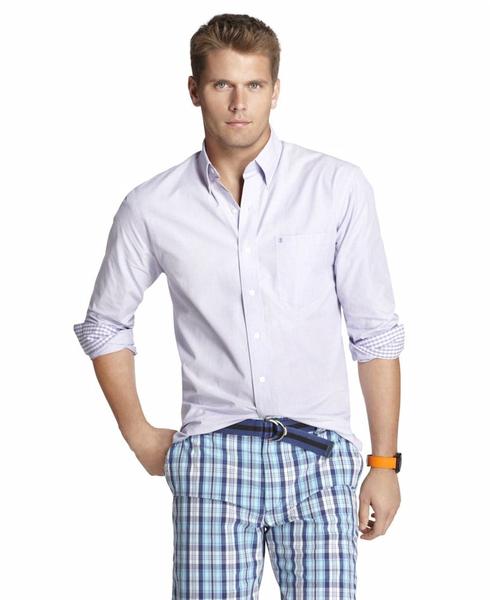  Izod Men's 100% Cotton Long Sleeve Essentials Button Down Shirt 