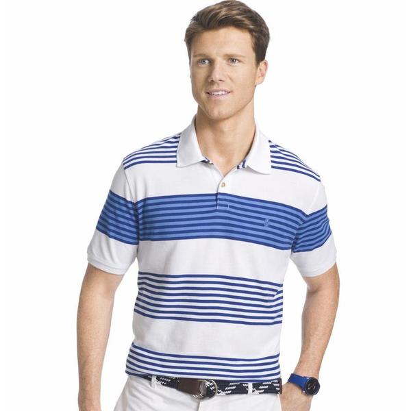  Izod Men's Advantage Heritage Short Sleeve Cotton Awning Striped Polo Shirt 