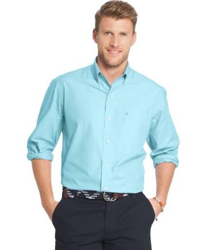  Izod Men's Essential Poplin Long Sleeve Button Down Shirt 