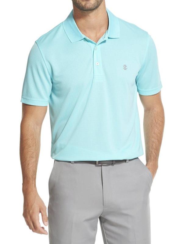  Izod Men's Golf Champion Grid UV Protection Short Sleeve Polo Shirt 