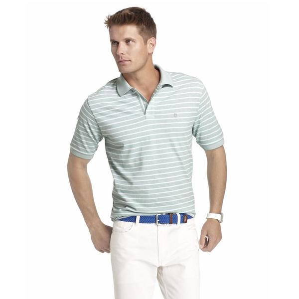  Izod Mens Heritage Oxford Pique Stripe 45HK022 Short Sleeve Polo Shirt 