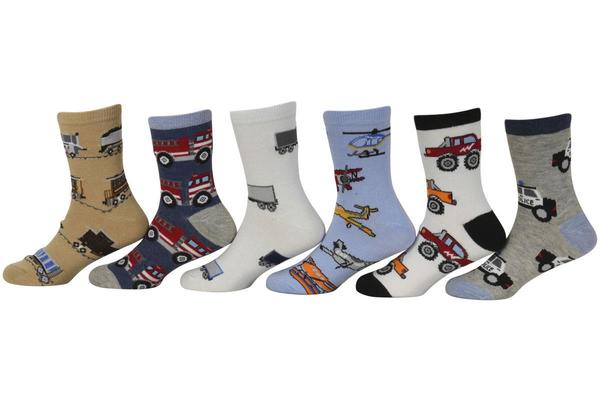  Jefferies Socks Toddler/Little Boy's 6-Pairs Transportation Crew Socks 