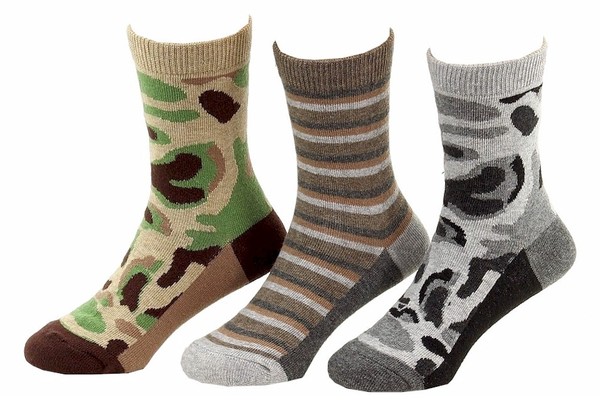  Jefferies Toddler/Little Boy's 3-Pairs Camouflage Stripe Crew Socks 