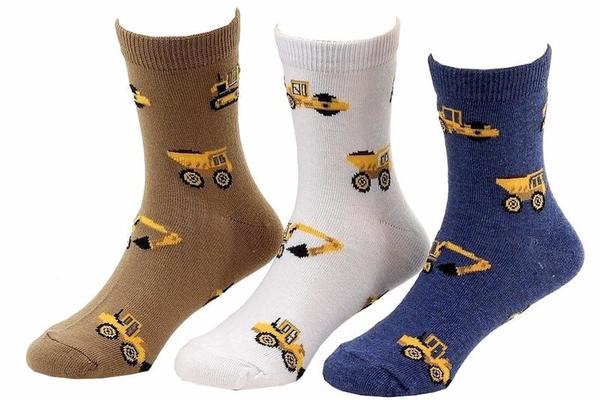  Jefferies Toddler/Little Boy's 3-Pairs Construction Crew Socks 