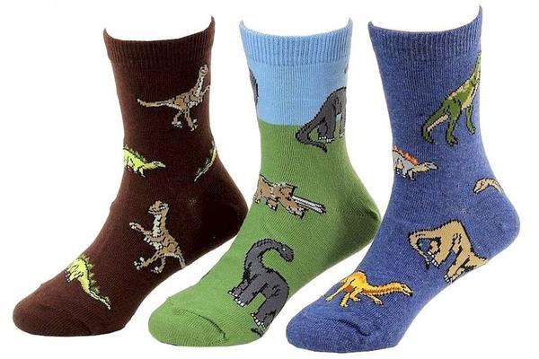  Jefferies Toddler/Little Boy's 3-Pairs Dino Crew Socks 