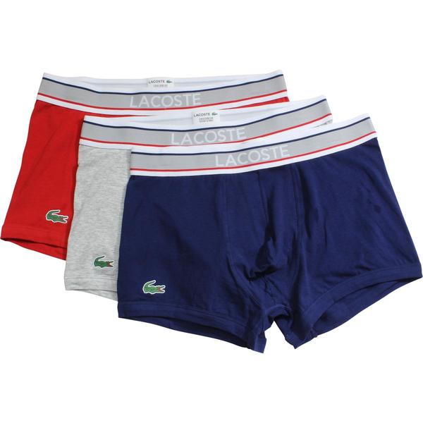  Lacoste Men's 3-Pc Colours Signature Stretch Boxers Underwear 