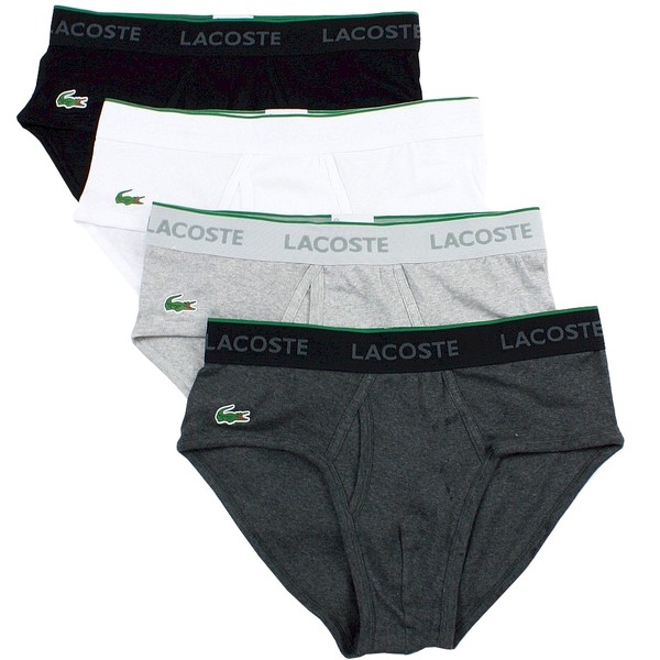  Lacoste Men's 4-Pc Essentials Knit Cotton Briefs Underwear 