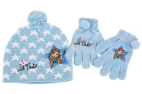  Lil' Bratz Girl's Knit Winter Hat & Gloves Set Sz. 4-6X 