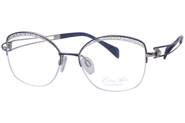  Line Art by Charmant XL2161 Eyeglasses Frame Women's Half Rim Cat Eye Titanium 