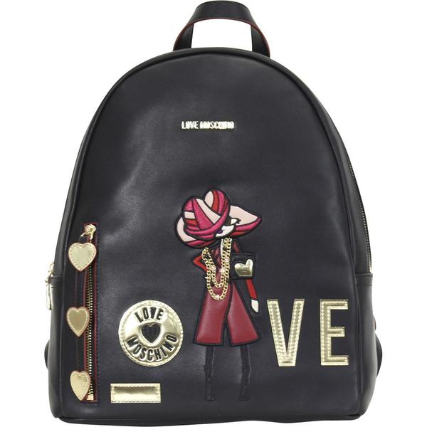  Love Moschino Women's Embroidered Fashionista Love Backpack Bag 