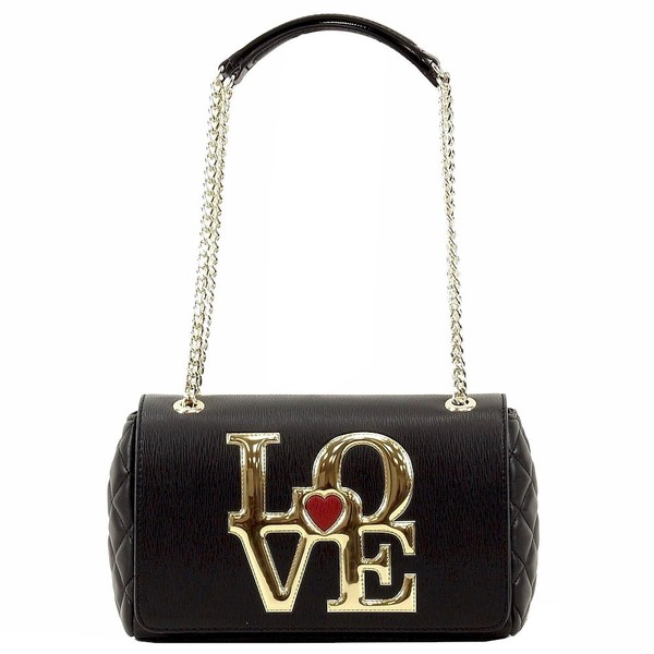  Love Moschino Women's Love Block Flap Over Leather Satchel Handbag 