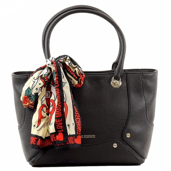  Love Moschino Women's Pebbled & Studded Satchel Handbag W/Scarf 