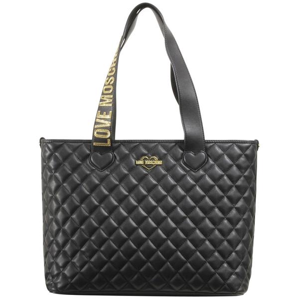  Love Moschino Women's Quilted Heart Logo Tote Handbag 