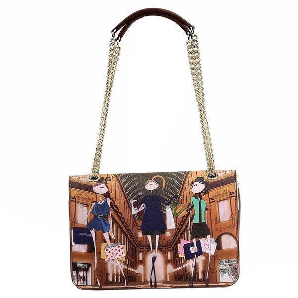  Love Moschino Women's Saffiano Printed Flap-Over Satchel Handbag 