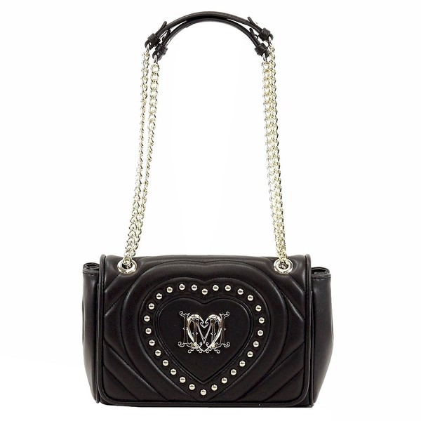  Love Moschino Women's Studded Heart Flap Over Satchel Handbag 